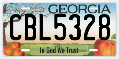 GA license plate CBL5328