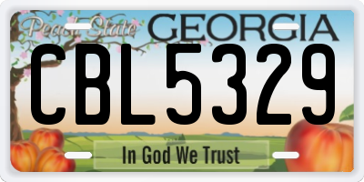 GA license plate CBL5329