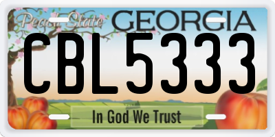 GA license plate CBL5333