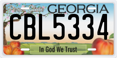 GA license plate CBL5334