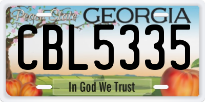 GA license plate CBL5335