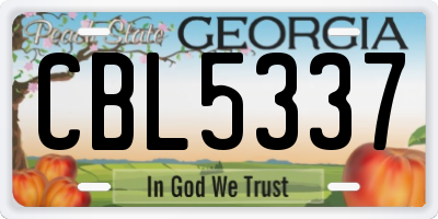 GA license plate CBL5337