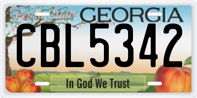 GA license plate CBL5342
