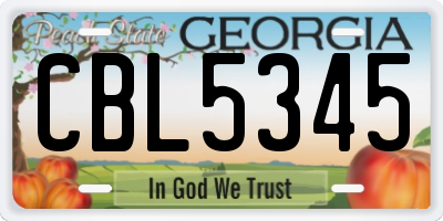 GA license plate CBL5345