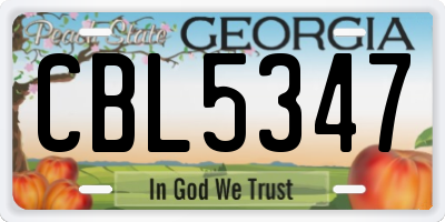 GA license plate CBL5347