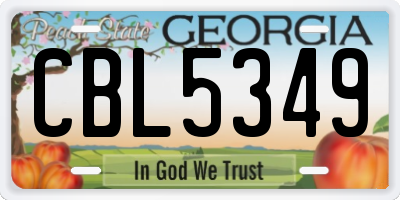 GA license plate CBL5349