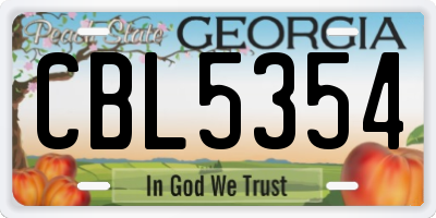 GA license plate CBL5354