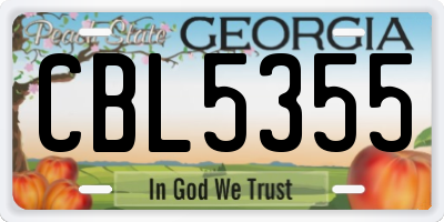 GA license plate CBL5355