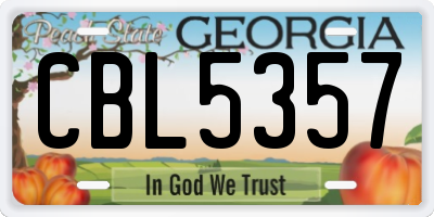 GA license plate CBL5357