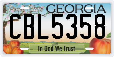 GA license plate CBL5358
