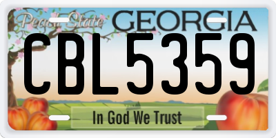 GA license plate CBL5359