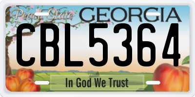 GA license plate CBL5364