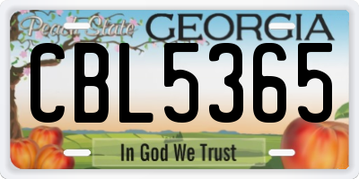 GA license plate CBL5365