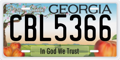 GA license plate CBL5366