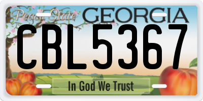 GA license plate CBL5367