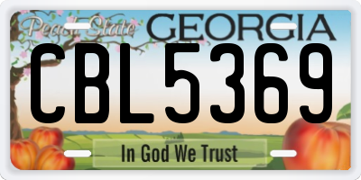 GA license plate CBL5369