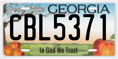 GA license plate CBL5371