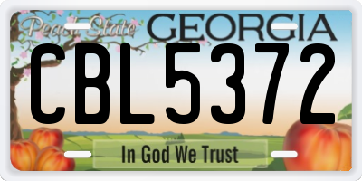 GA license plate CBL5372