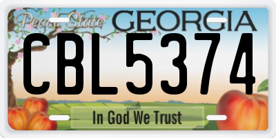 GA license plate CBL5374