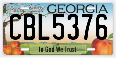 GA license plate CBL5376