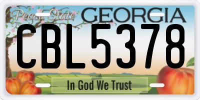 GA license plate CBL5378