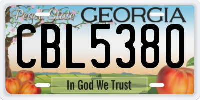 GA license plate CBL5380