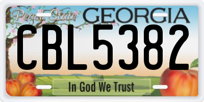 GA license plate CBL5382