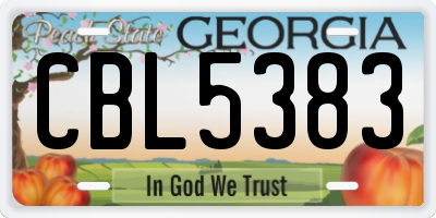 GA license plate CBL5383