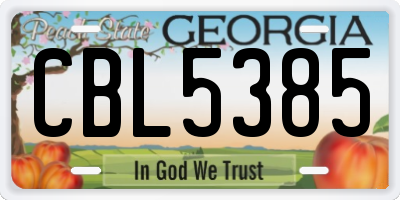 GA license plate CBL5385