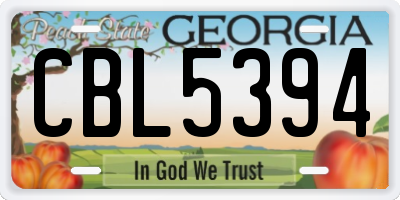 GA license plate CBL5394