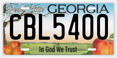 GA license plate CBL5400