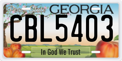 GA license plate CBL5403