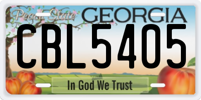 GA license plate CBL5405