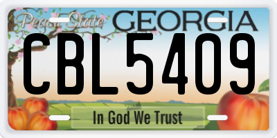 GA license plate CBL5409
