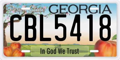 GA license plate CBL5418