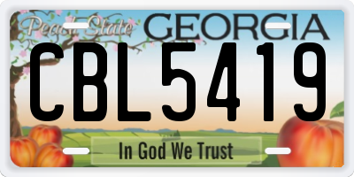 GA license plate CBL5419