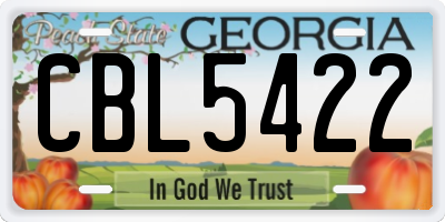 GA license plate CBL5422