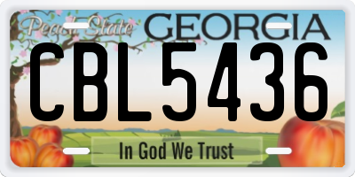 GA license plate CBL5436