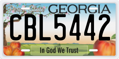 GA license plate CBL5442