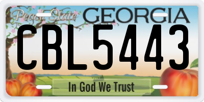GA license plate CBL5443