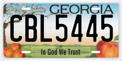 GA license plate CBL5445