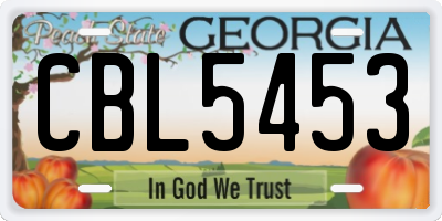 GA license plate CBL5453