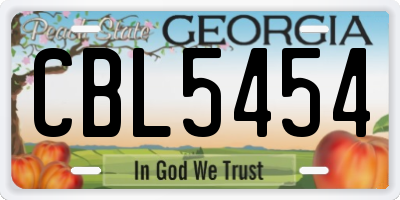 GA license plate CBL5454