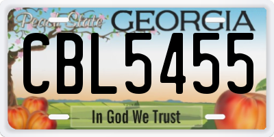 GA license plate CBL5455