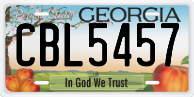 GA license plate CBL5457