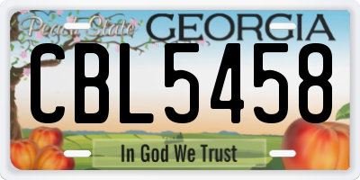 GA license plate CBL5458