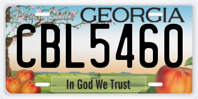GA license plate CBL5460