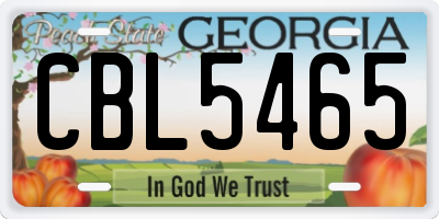 GA license plate CBL5465
