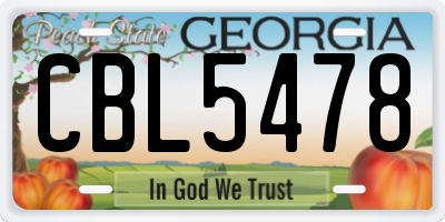 GA license plate CBL5478