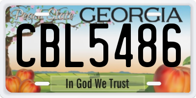 GA license plate CBL5486